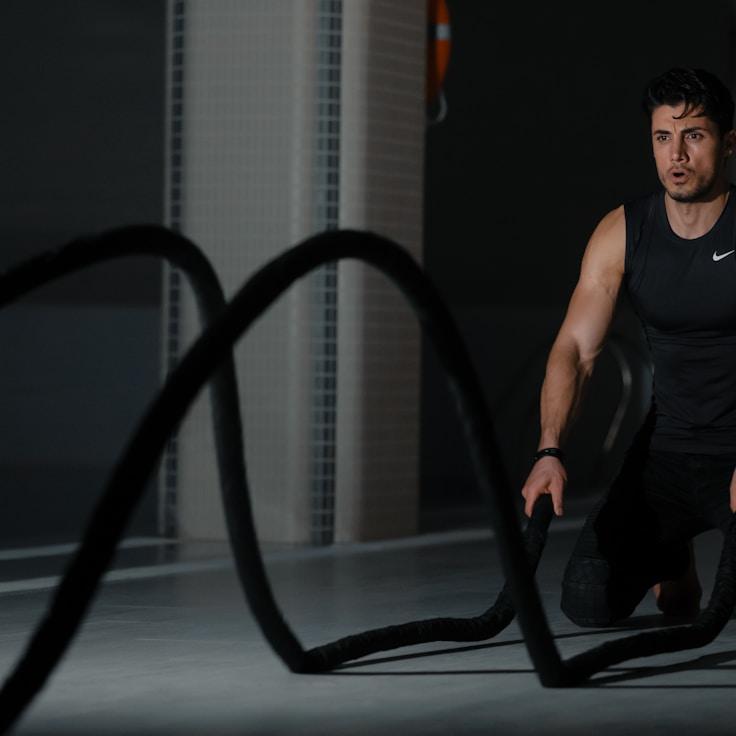 Professional gym interior with strength equipment